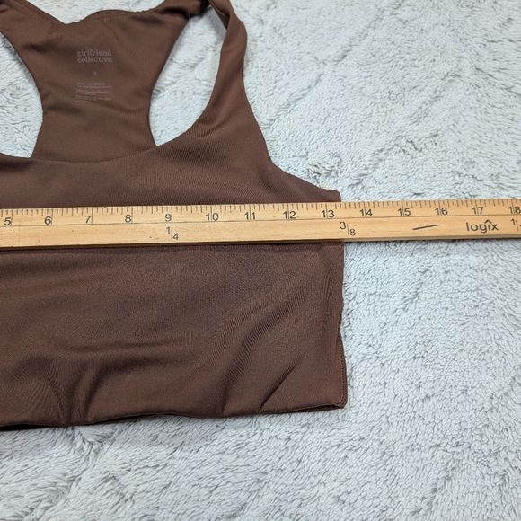 Girlfriend Collective Sports Bra Womens S Brown Paloma Racerback Long Line Gym - Picture 3 of 5
